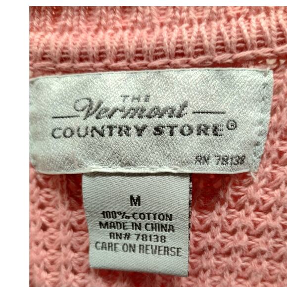 Vermont Country Store Size Medium Cotton Knit Pink Open Front Cozy Cardigan - Picture 5 of 5